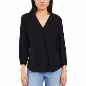 NWT Vince Camuto‎ V-Neck Black Blouse Size Small